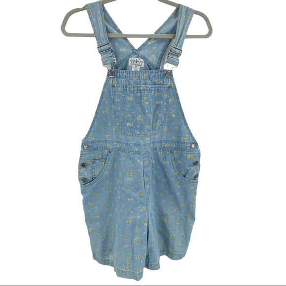 Vintage 90s Y2K Floral Shortalls 8P - Picture 5 of 8